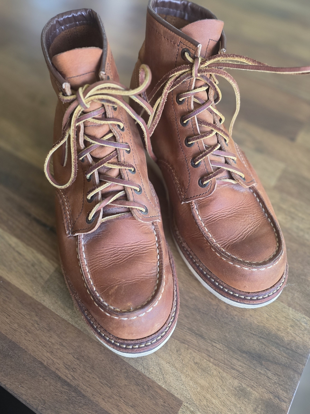 Men's RED WING Brown Leather Moc Toe Work Boots
